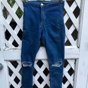 Topshop ‘JONI’ Style Blue Skinny Jeans